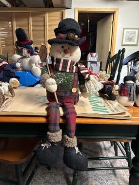 Festive Plaid Snowman Holiday Doll - Green & Red